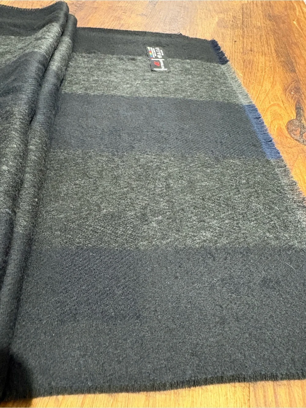 Men's Black & Charcoal Striped Wool Scarf